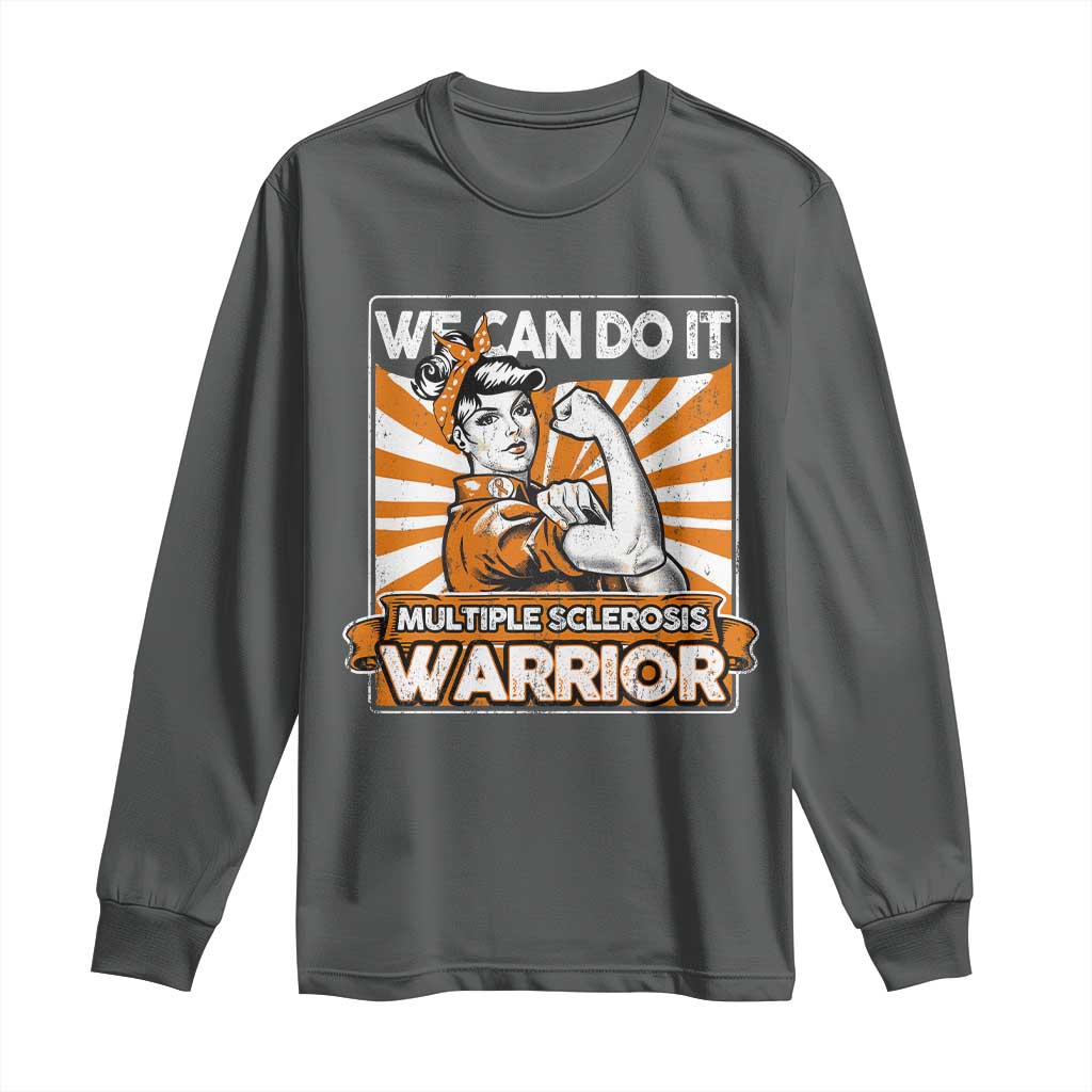 Multiple Sclerosis Awareness Long Sleeve Shirt Orange Ribbon MS Warrior Support Squad