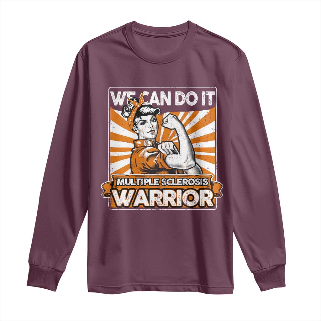 Multiple Sclerosis Awareness Long Sleeve Shirt Orange Ribbon MS Warrior Support Squad
