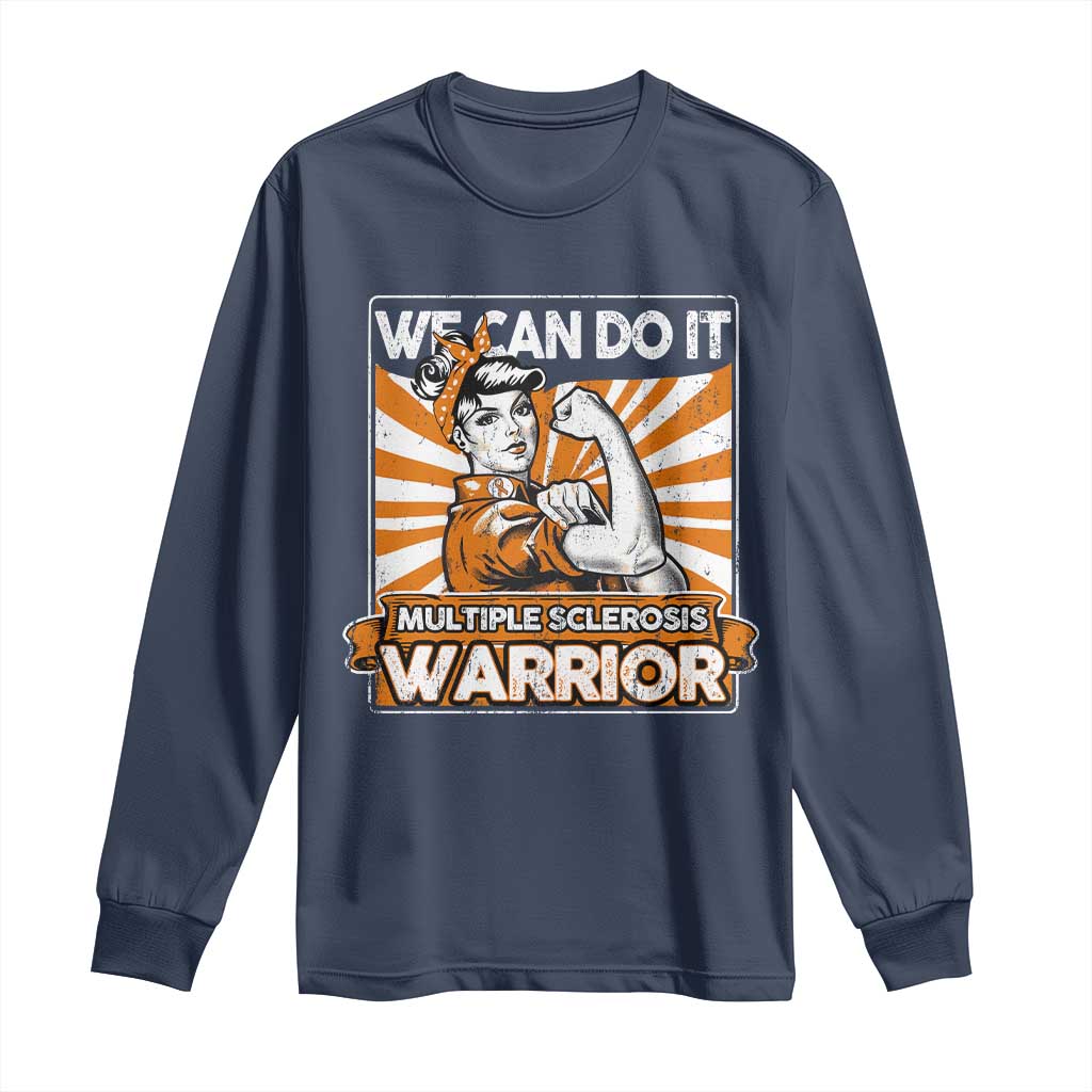 Multiple Sclerosis Awareness Long Sleeve Shirt Orange Ribbon MS Warrior Support Squad