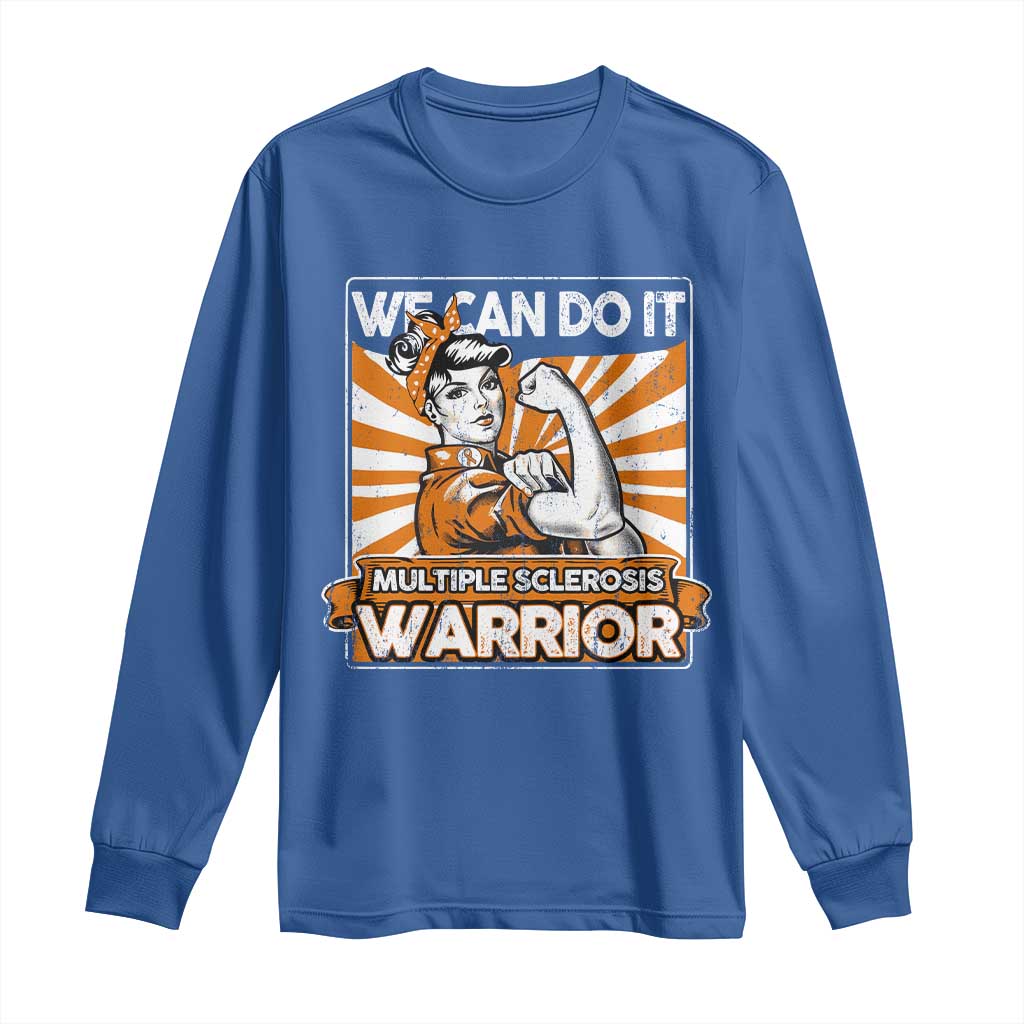 Multiple Sclerosis Awareness Long Sleeve Shirt Orange Ribbon MS Warrior Support Squad