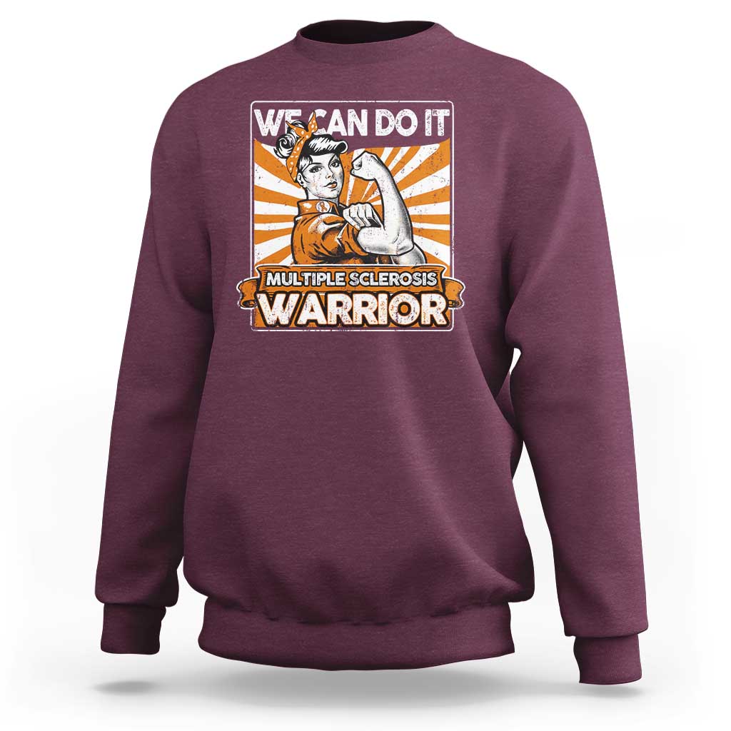 Multiple Sclerosis Awareness Sweatshirt Orange Ribbon MS Warrior Support Squad