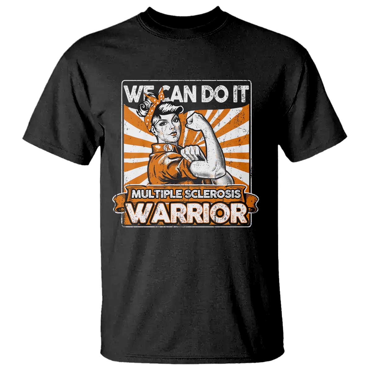 Multiple Sclerosis Awareness T Shirt Orange Ribbon MS Warrior Support Squad