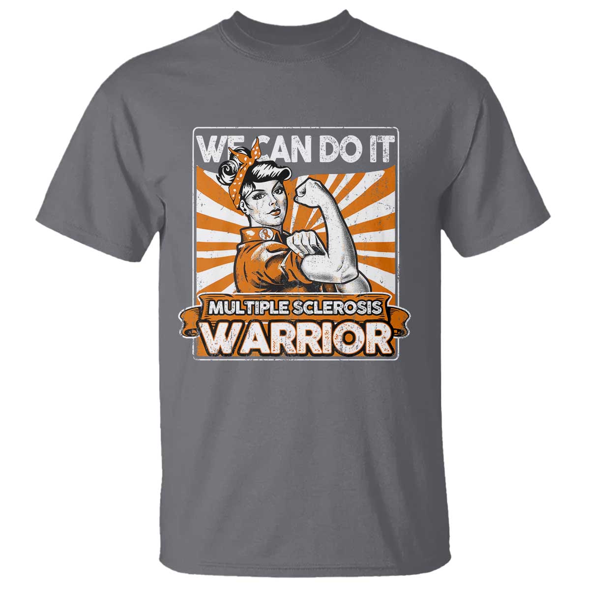 Multiple Sclerosis Awareness T Shirt Orange Ribbon MS Warrior Support Squad
