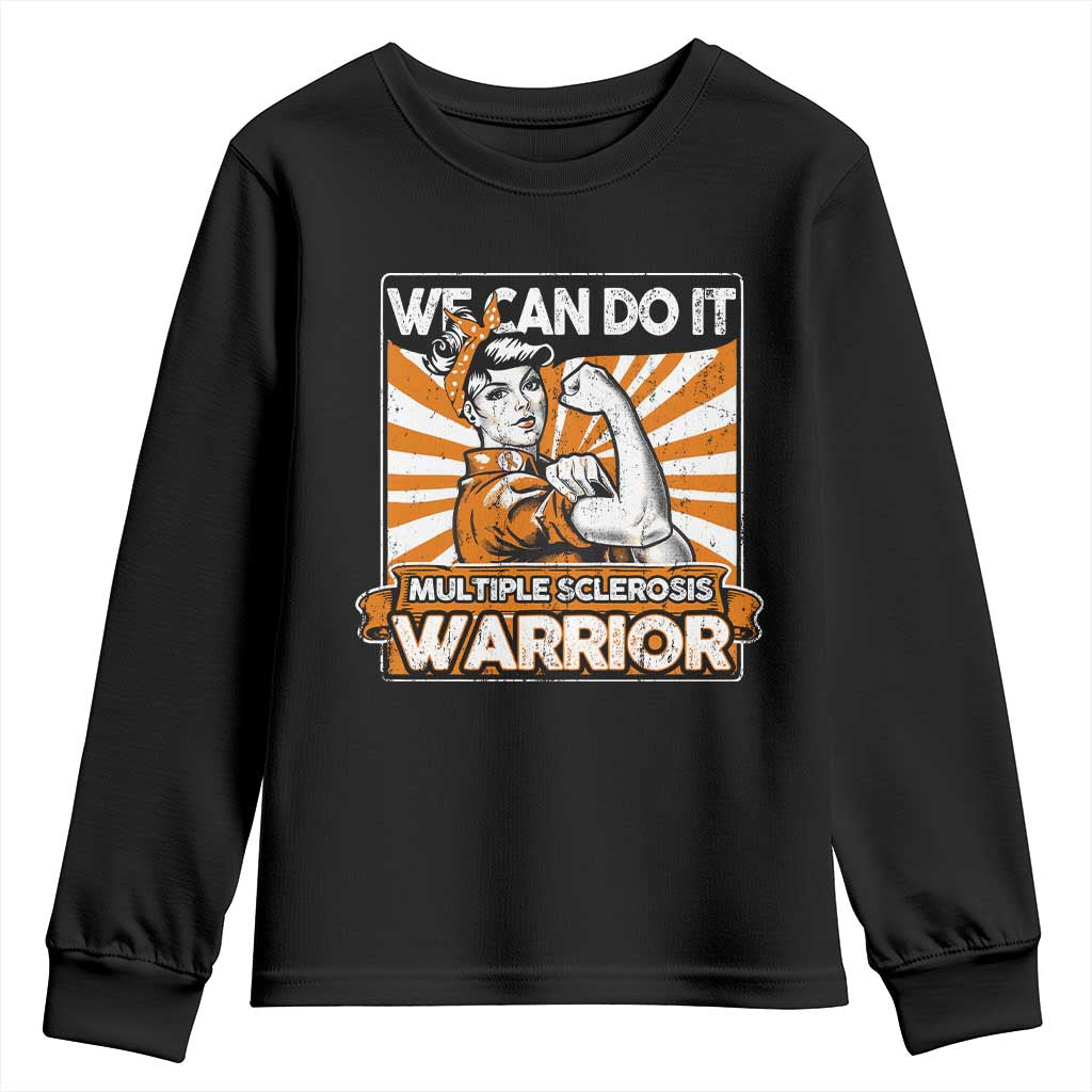 Multiple Sclerosis Awareness Youth Sweatshirt Orange Ribbon MS Warrior Support Squad