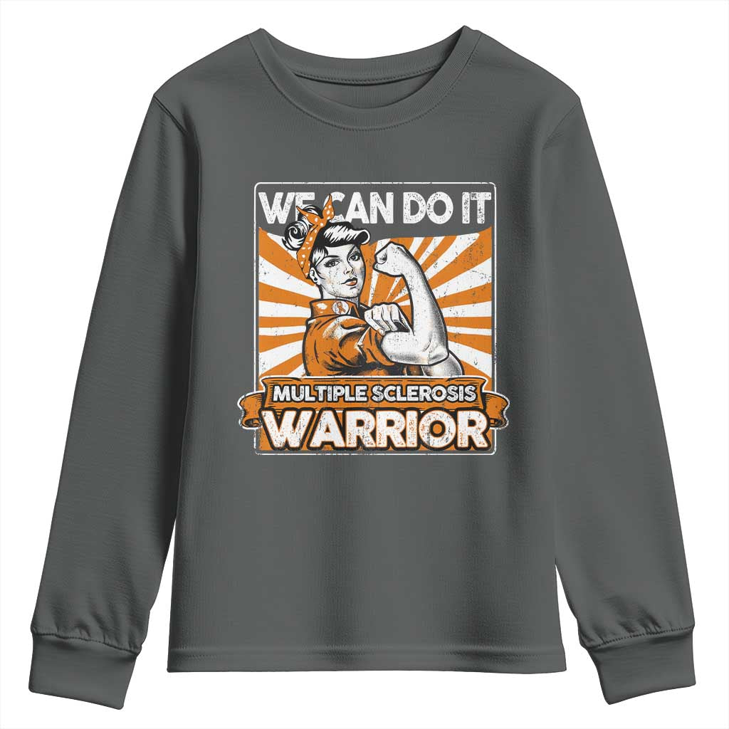 Multiple Sclerosis Awareness Youth Sweatshirt Orange Ribbon MS Warrior Support Squad