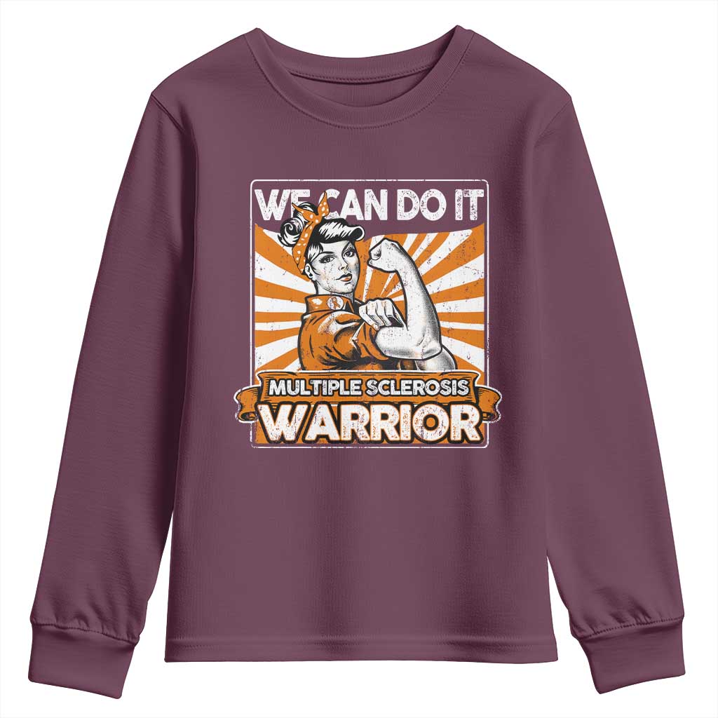 Multiple Sclerosis Awareness Youth Sweatshirt Orange Ribbon MS Warrior Support Squad