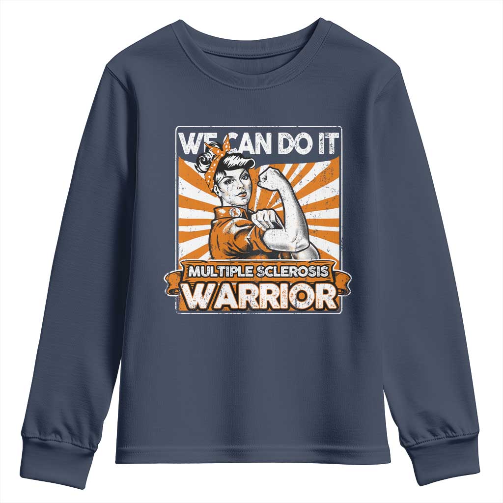 Multiple Sclerosis Awareness Youth Sweatshirt Orange Ribbon MS Warrior Support Squad