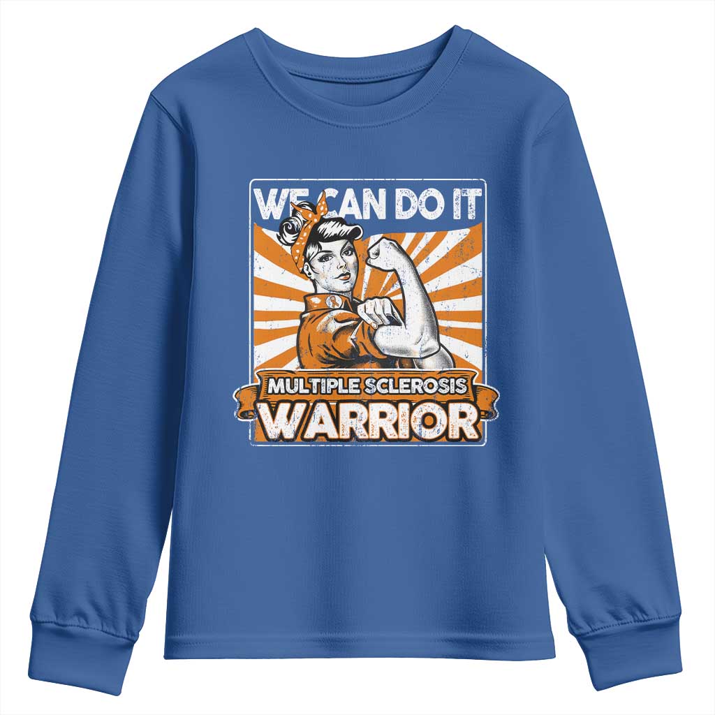 Multiple Sclerosis Awareness Youth Sweatshirt Orange Ribbon MS Warrior Support Squad