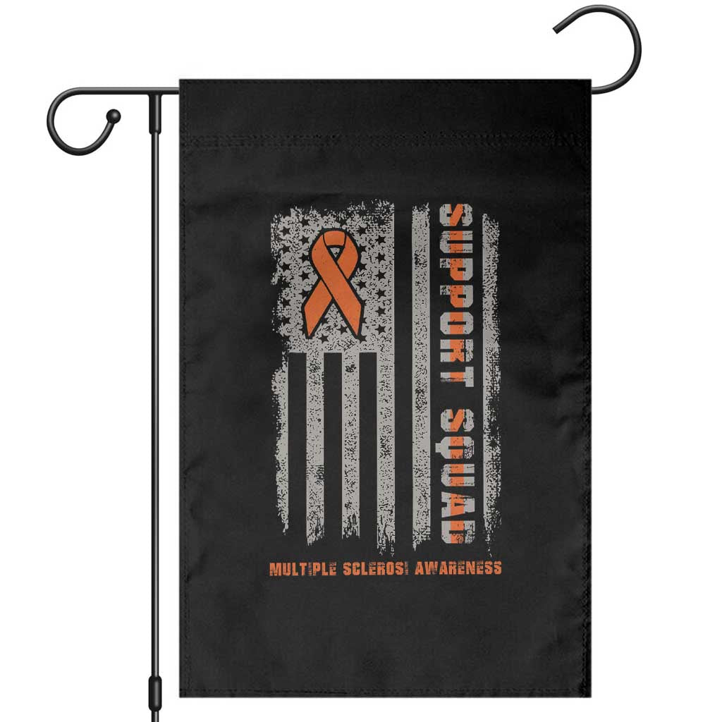 MS Support Squad Garden Flag Orange Ribbon Multiple Sclerosis Awareness USA Flag - Wonder Print Shop
