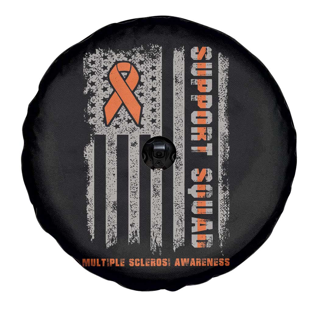 MS Support Squad Spare Tire Cover Orange Ribbon Multiple Sclerosis Awareness USA Flag