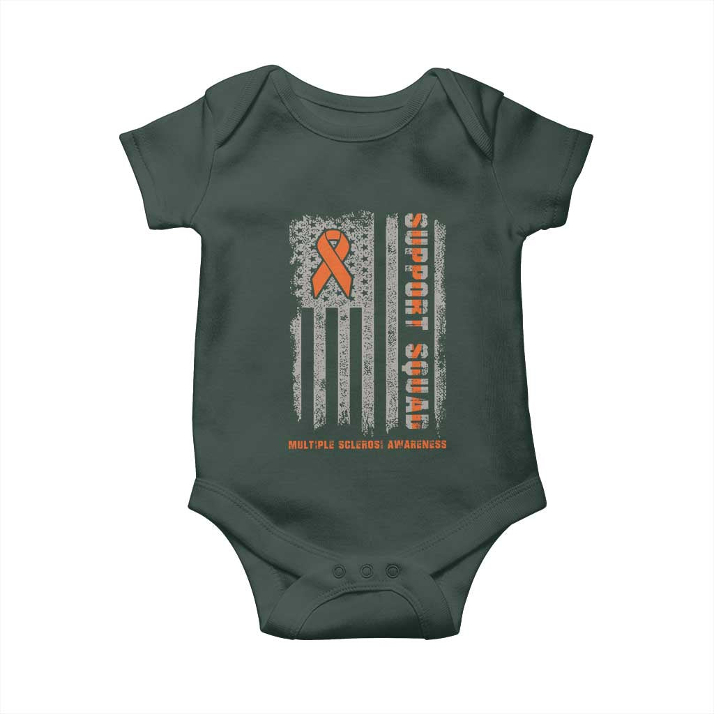 MS Support Squad Baby Onesie Orange Ribbon Multiple Sclerosis Awareness USA Flag