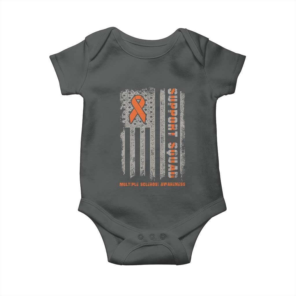 MS Support Squad Baby Onesie Orange Ribbon Multiple Sclerosis Awareness USA Flag