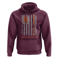 MS Support Squad Hoodie Orange Ribbon Multiple Sclerosis Awareness USA Flag