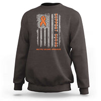 MS Support Squad Sweatshirt Orange Ribbon Multiple Sclerosis Awareness USA Flag