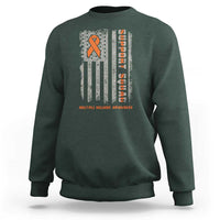 MS Support Squad Sweatshirt Orange Ribbon Multiple Sclerosis Awareness USA Flag