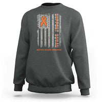 MS Support Squad Sweatshirt Orange Ribbon Multiple Sclerosis Awareness USA Flag