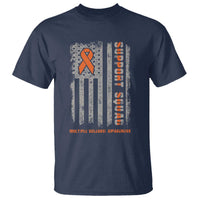 MS Support Squad T Shirt Orange Ribbon Multiple Sclerosis Awareness USA Flag