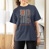 MS Support Squad T Shirt For Women Orange Ribbon Multiple Sclerosis Awareness USA Flag