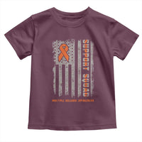 MS Support Squad Toddler T Shirt Orange Ribbon Multiple Sclerosis Awareness USA Flag