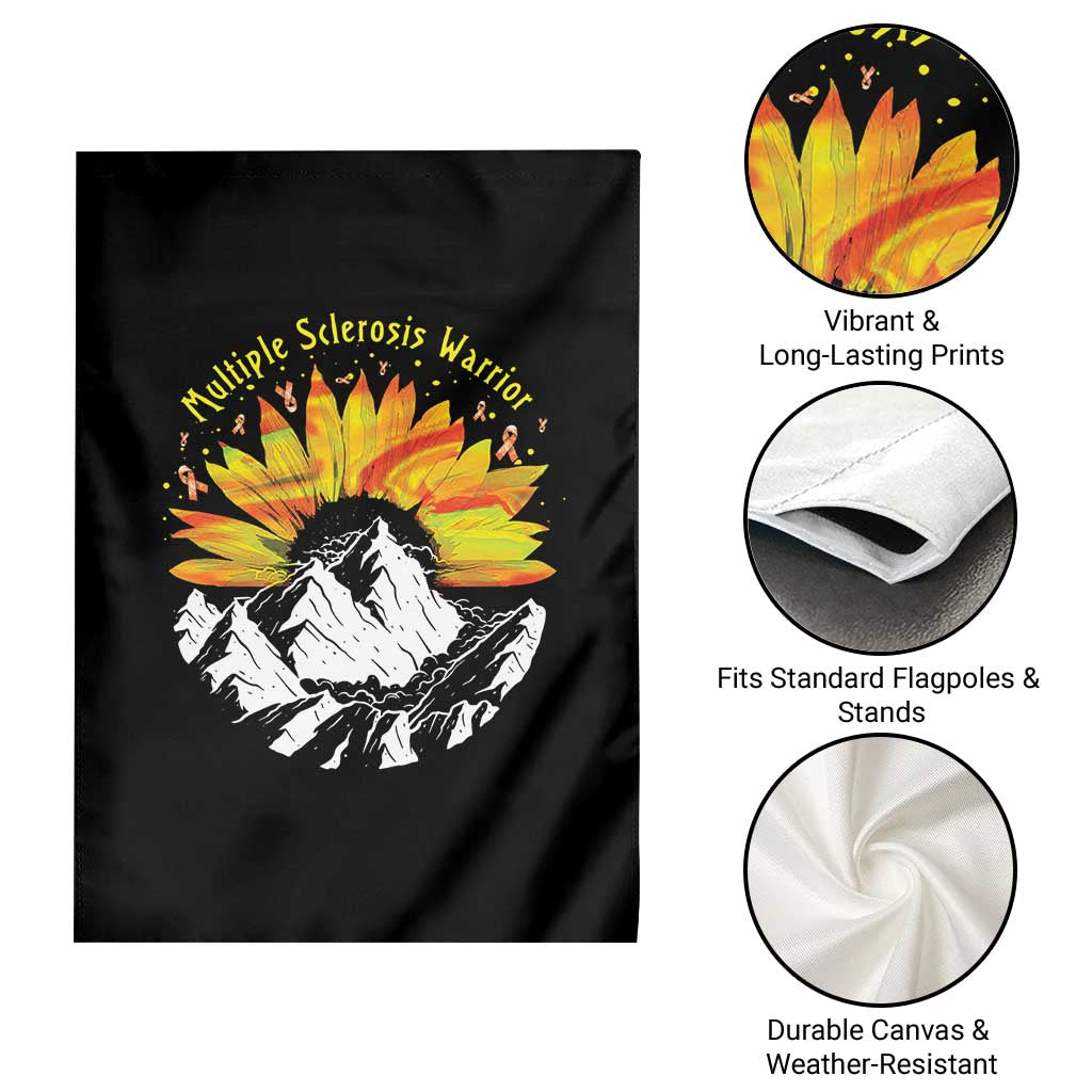 MS Warrior Garden Flag Orange Ribbon Sunflower Multiple Sclerosis Awareness - Wonder Print Shop
