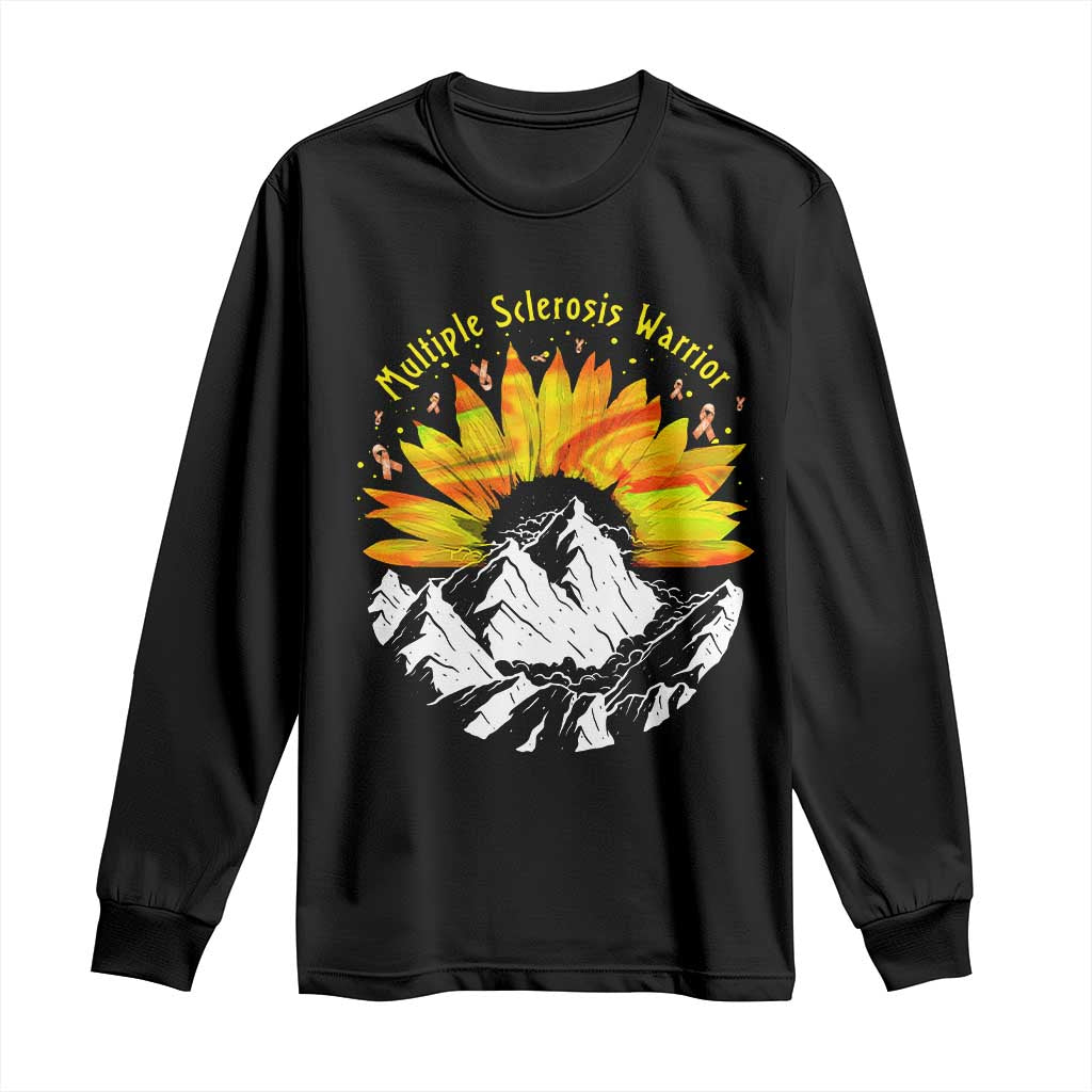 MS Warrior Long Sleeve Shirt Orange Ribbon Sunflower Multiple Sclerosis Awareness