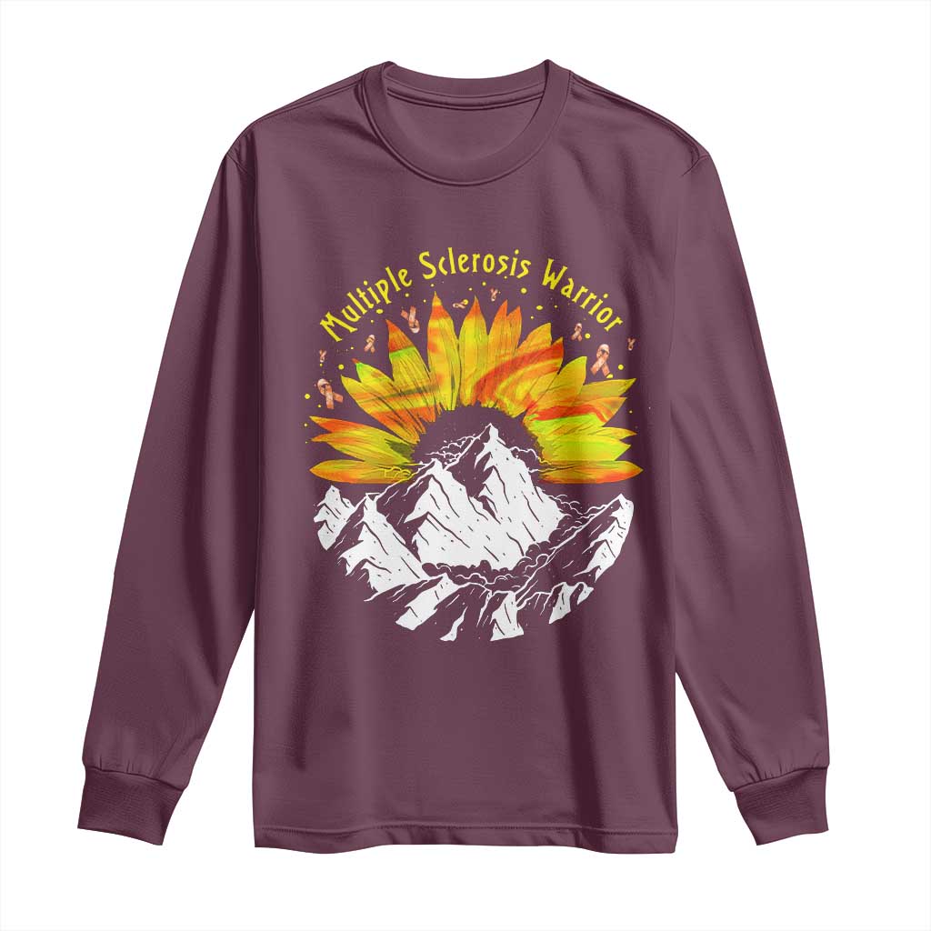 MS Warrior Long Sleeve Shirt Orange Ribbon Sunflower Multiple Sclerosis Awareness