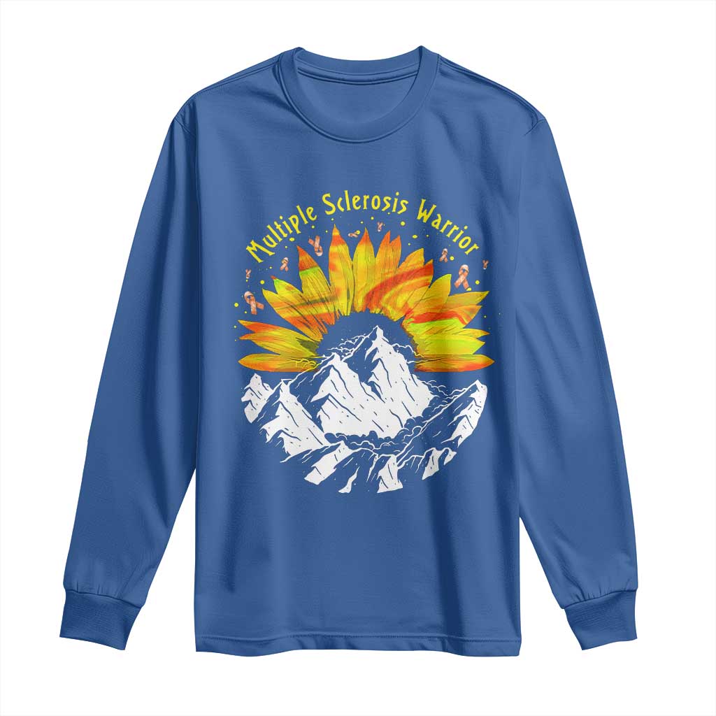 MS Warrior Long Sleeve Shirt Orange Ribbon Sunflower Multiple Sclerosis Awareness