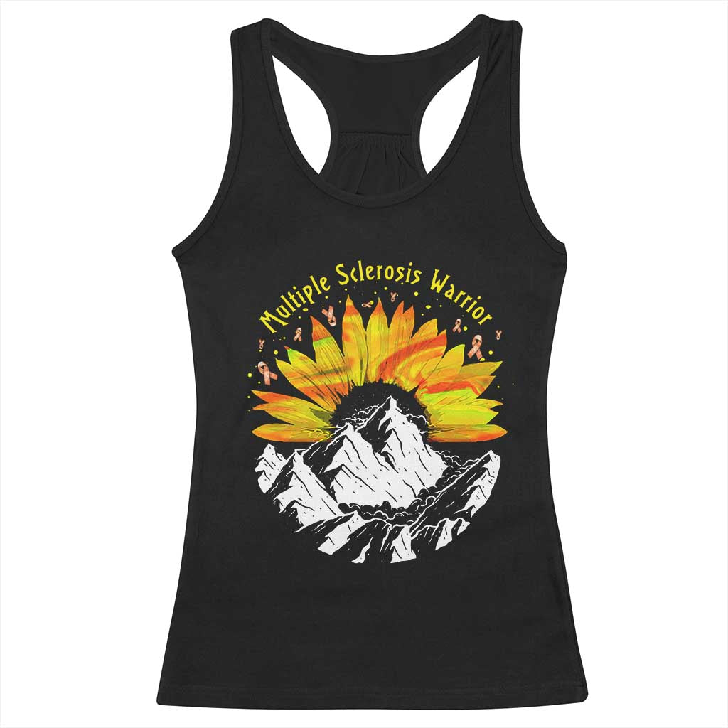 MS Warrior Racerback Tank Top Orange Ribbon Sunflower Multiple Sclerosis Awareness