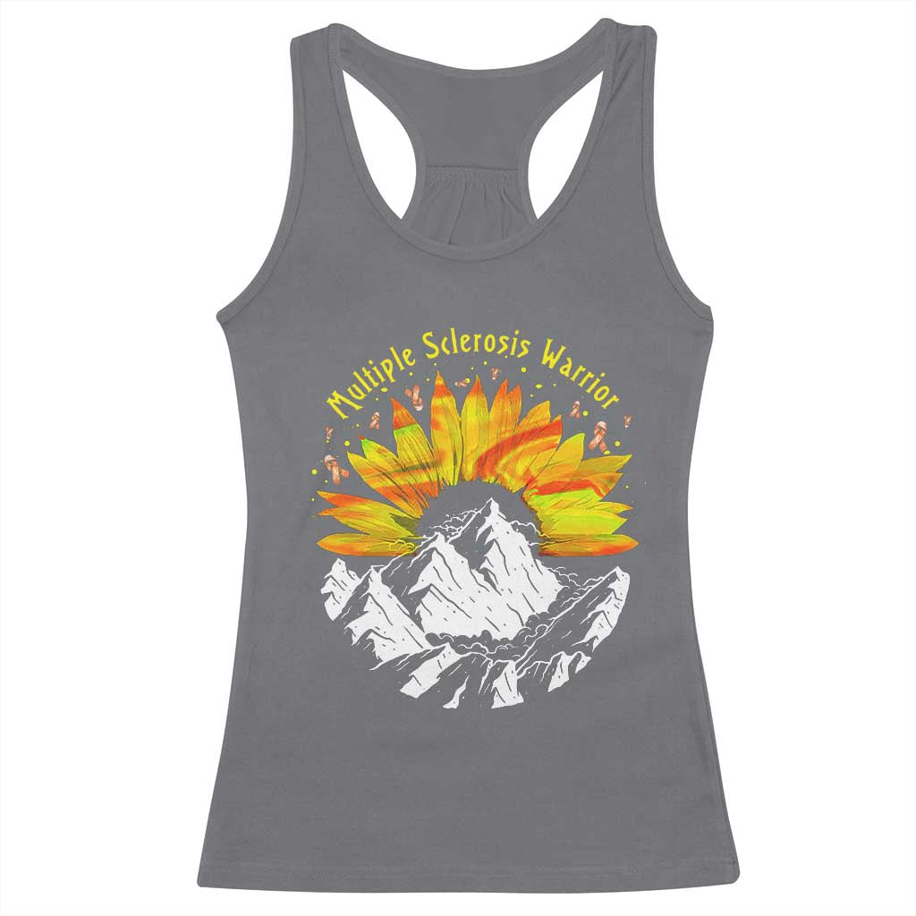MS Warrior Racerback Tank Top Orange Ribbon Sunflower Multiple Sclerosis Awareness