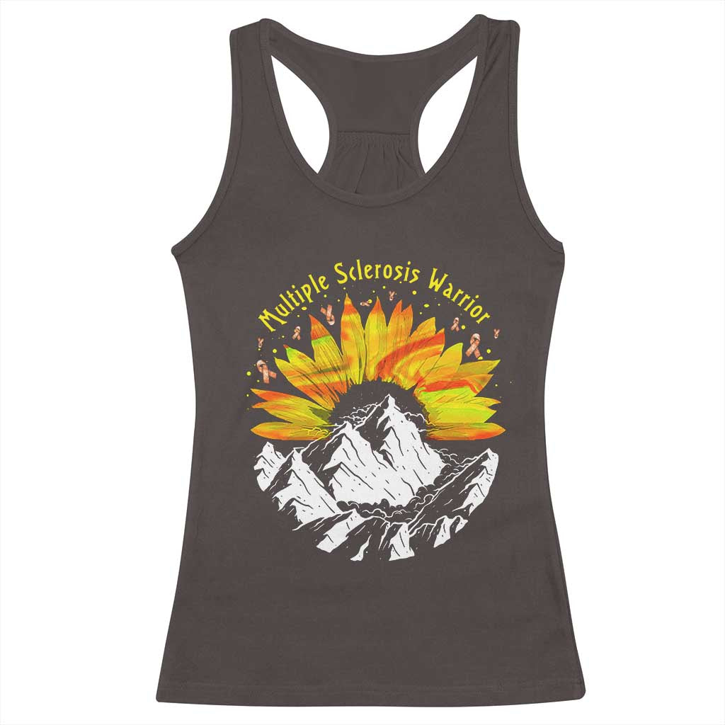 MS Warrior Racerback Tank Top Orange Ribbon Sunflower Multiple Sclerosis Awareness