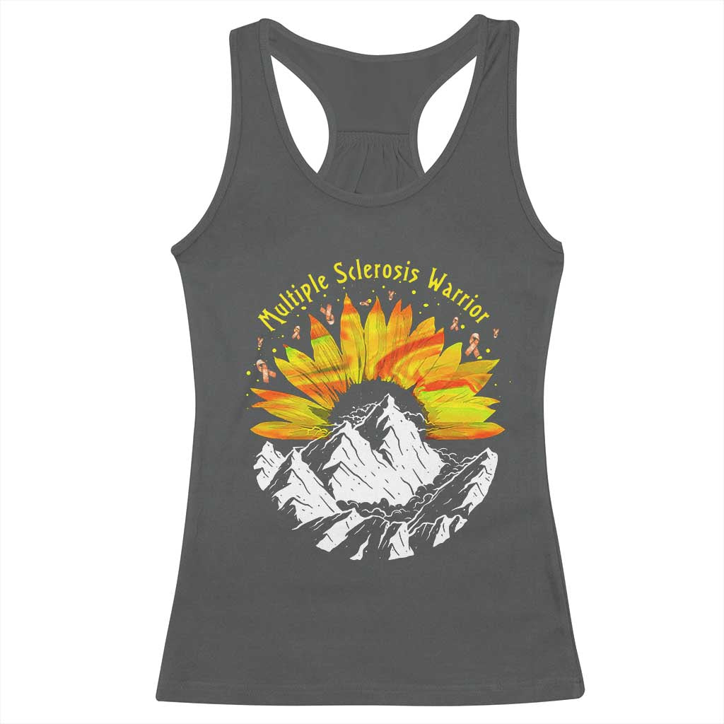 MS Warrior Racerback Tank Top Orange Ribbon Sunflower Multiple Sclerosis Awareness