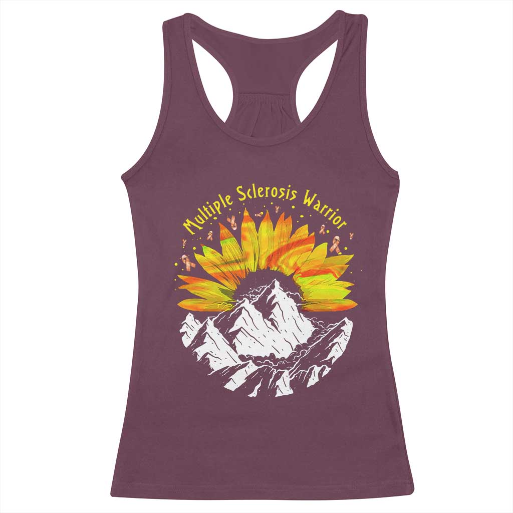 MS Warrior Racerback Tank Top Orange Ribbon Sunflower Multiple Sclerosis Awareness