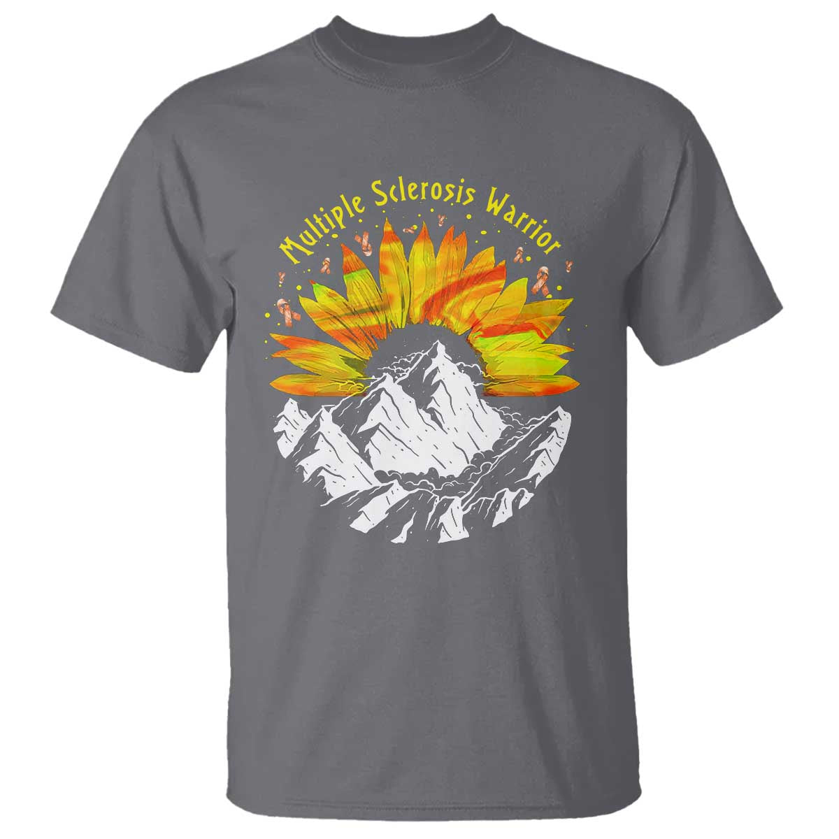 MS Warrior T Shirt Orange Ribbon Sunflower Multiple Sclerosis Awareness