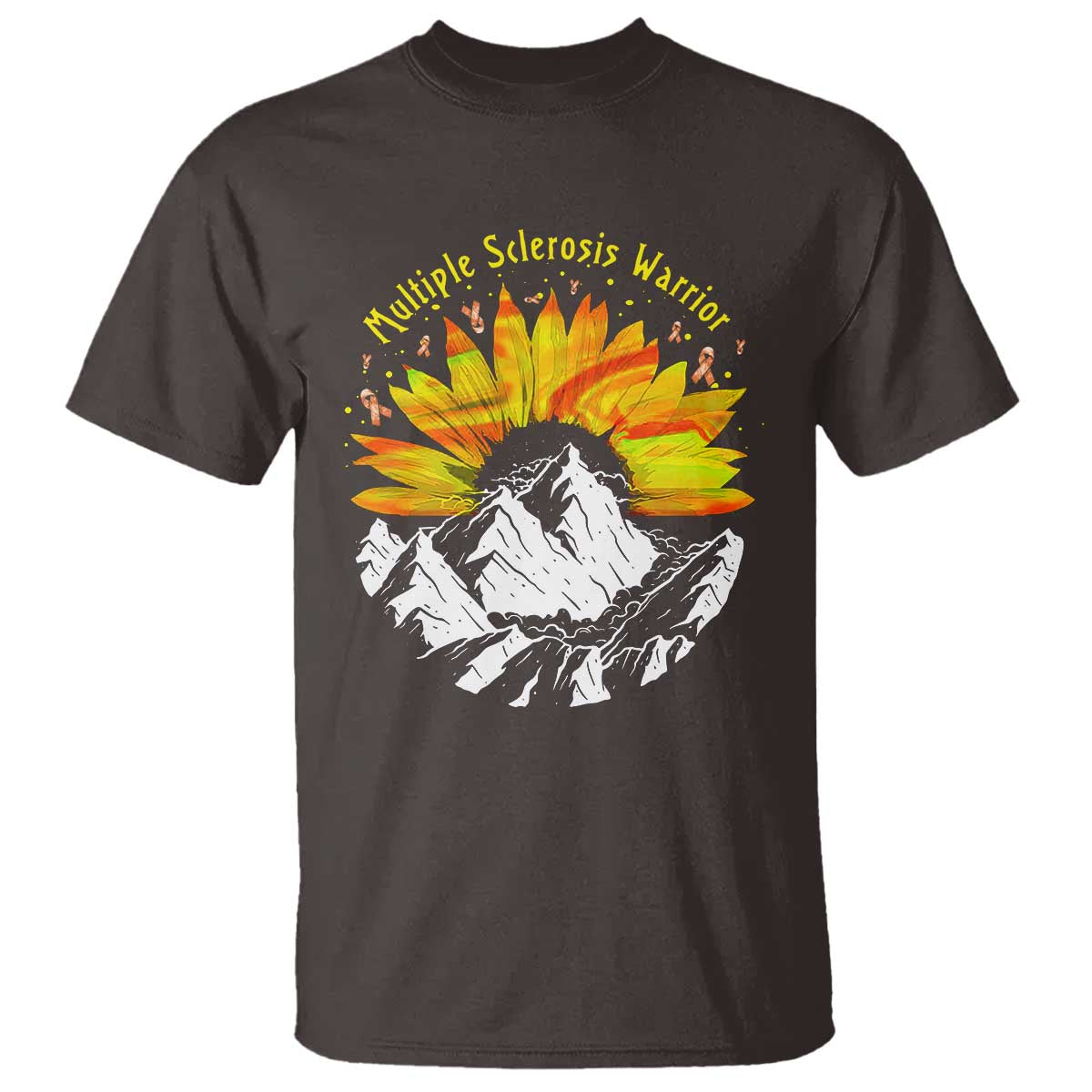 MS Warrior T Shirt Orange Ribbon Sunflower Multiple Sclerosis Awareness