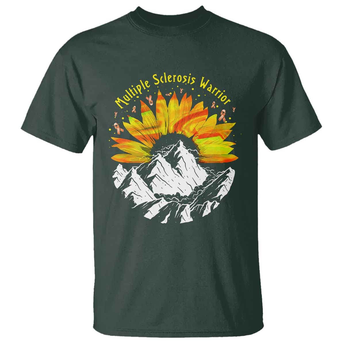 MS Warrior T Shirt Orange Ribbon Sunflower Multiple Sclerosis Awareness