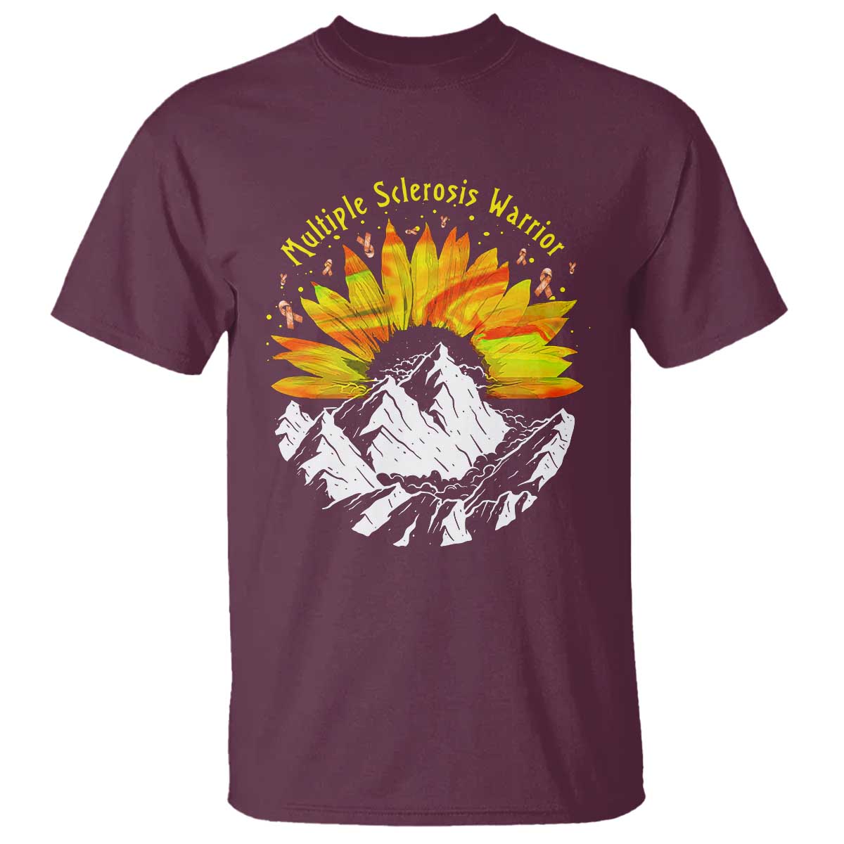 MS Warrior T Shirt Orange Ribbon Sunflower Multiple Sclerosis Awareness