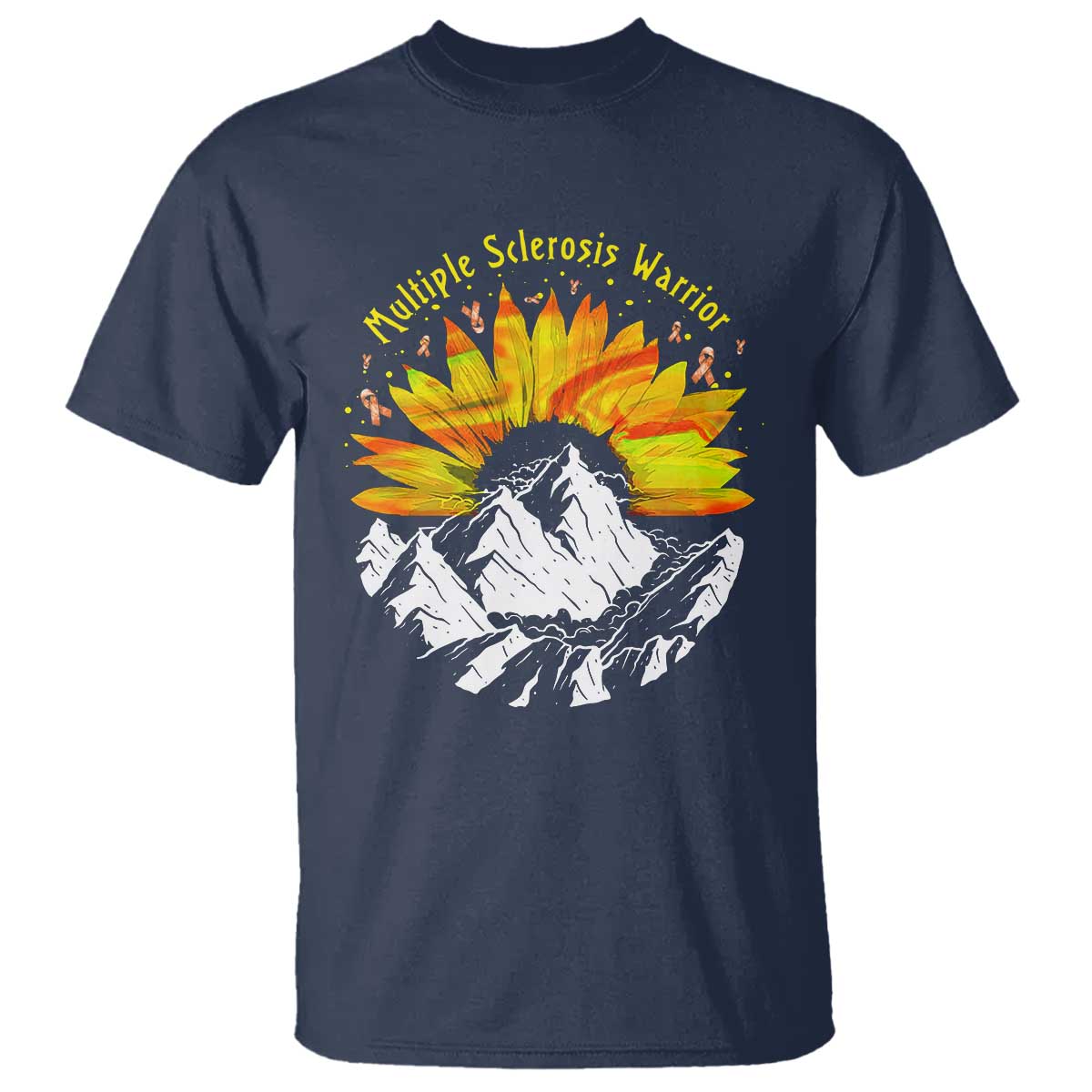 MS Warrior T Shirt Orange Ribbon Sunflower Multiple Sclerosis Awareness