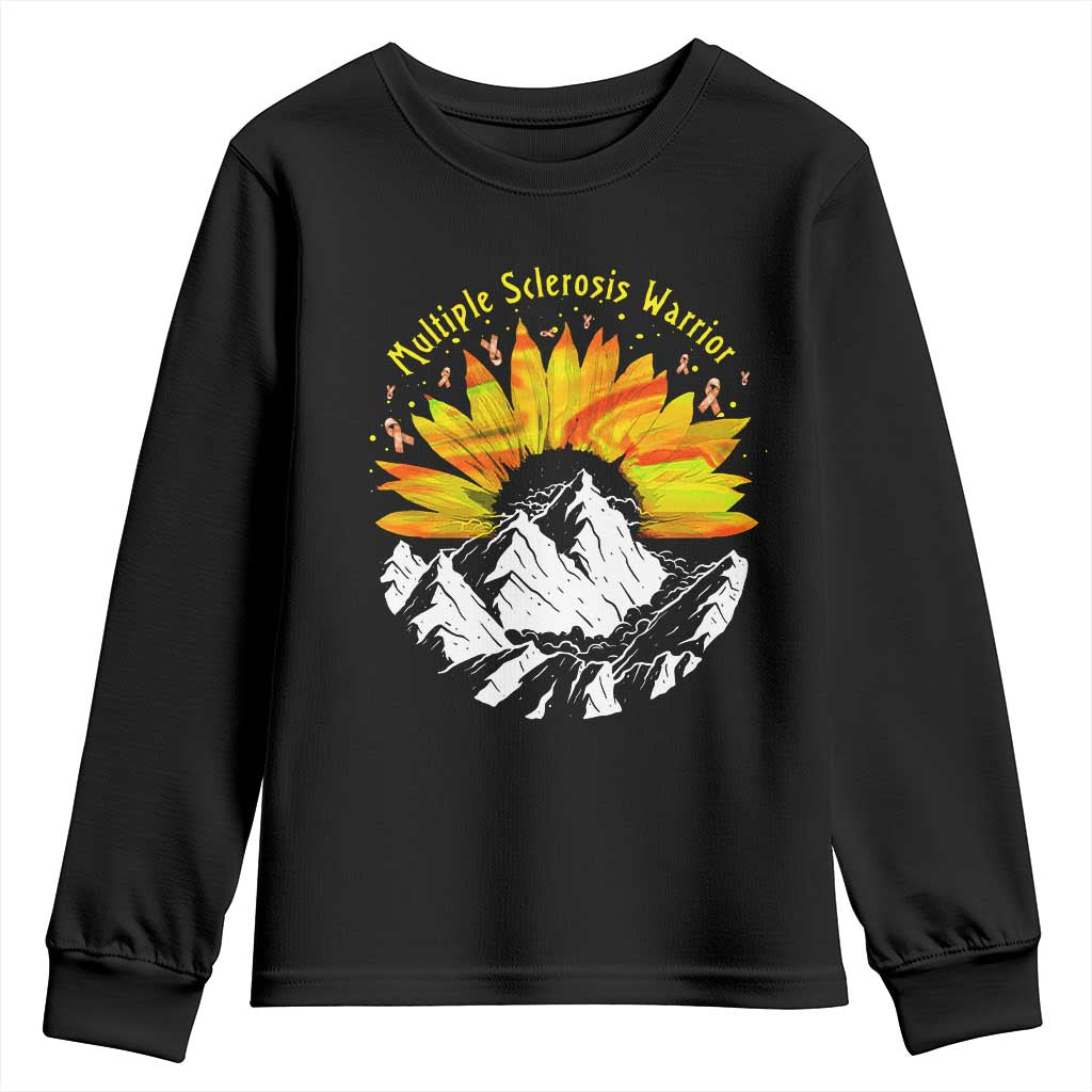 MS Warrior Youth Sweatshirt Orange Ribbon Sunflower Multiple Sclerosis Awareness