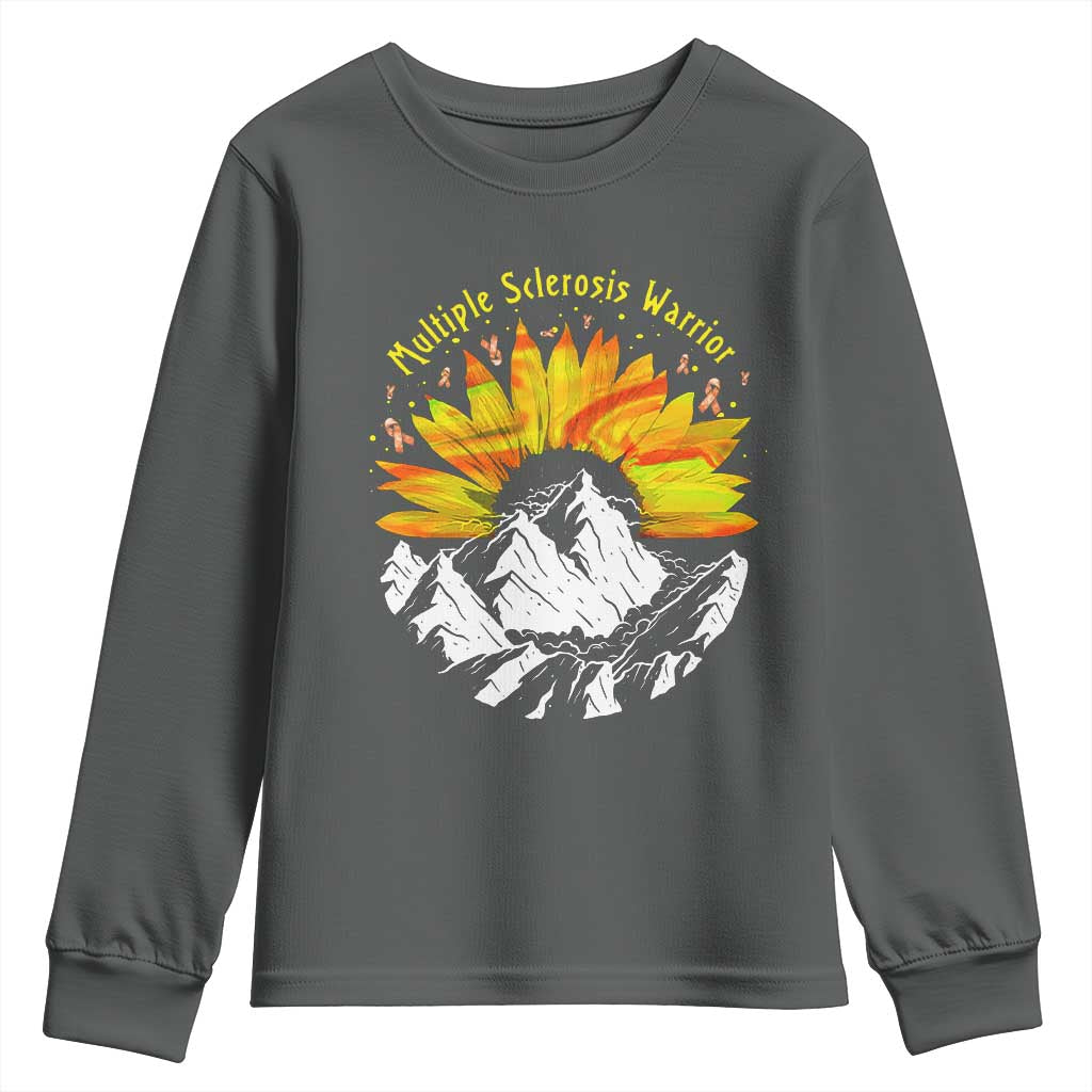 MS Warrior Youth Sweatshirt Orange Ribbon Sunflower Multiple Sclerosis Awareness