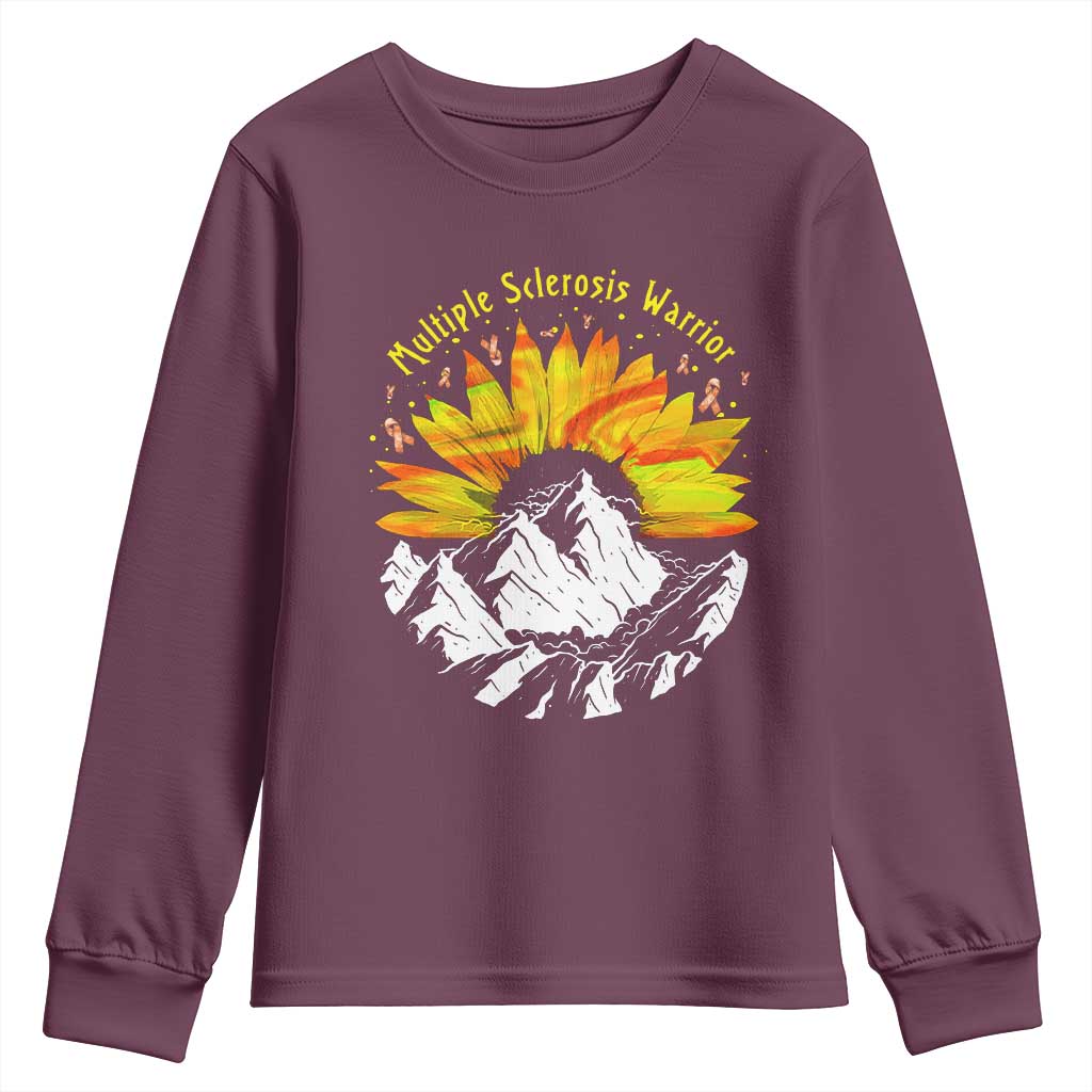 MS Warrior Youth Sweatshirt Orange Ribbon Sunflower Multiple Sclerosis Awareness