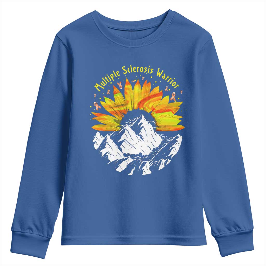 MS Warrior Youth Sweatshirt Orange Ribbon Sunflower Multiple Sclerosis Awareness