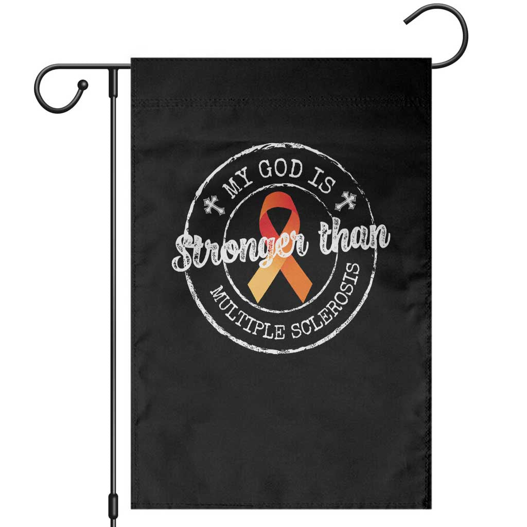 MS Awareness Garden Flag Orange Ribbon God Stronger MS - Wonder Print Shop