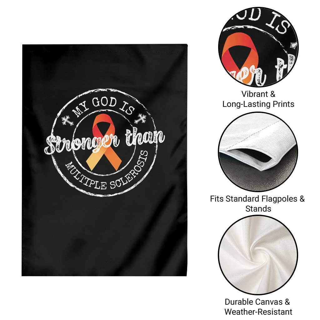 MS Awareness Garden Flag Orange Ribbon God Stronger MS - Wonder Print Shop