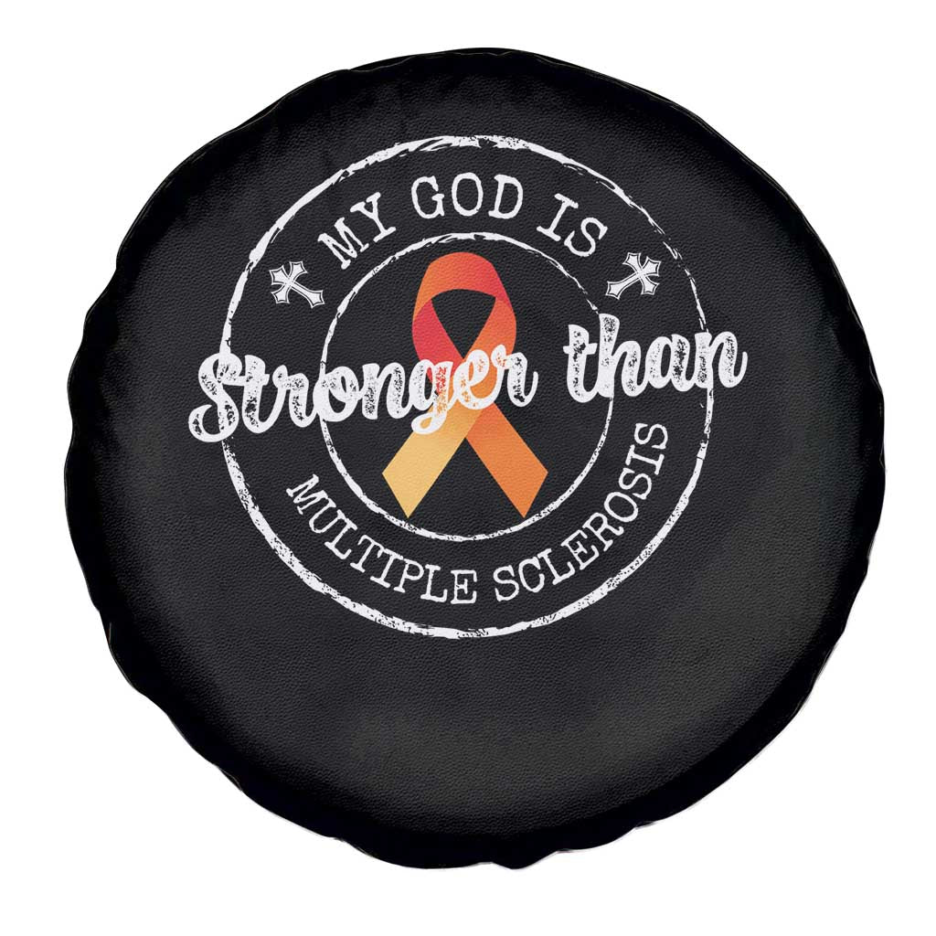 MS Awareness Spare Tire Cover Orange Ribbon God Stronger MS