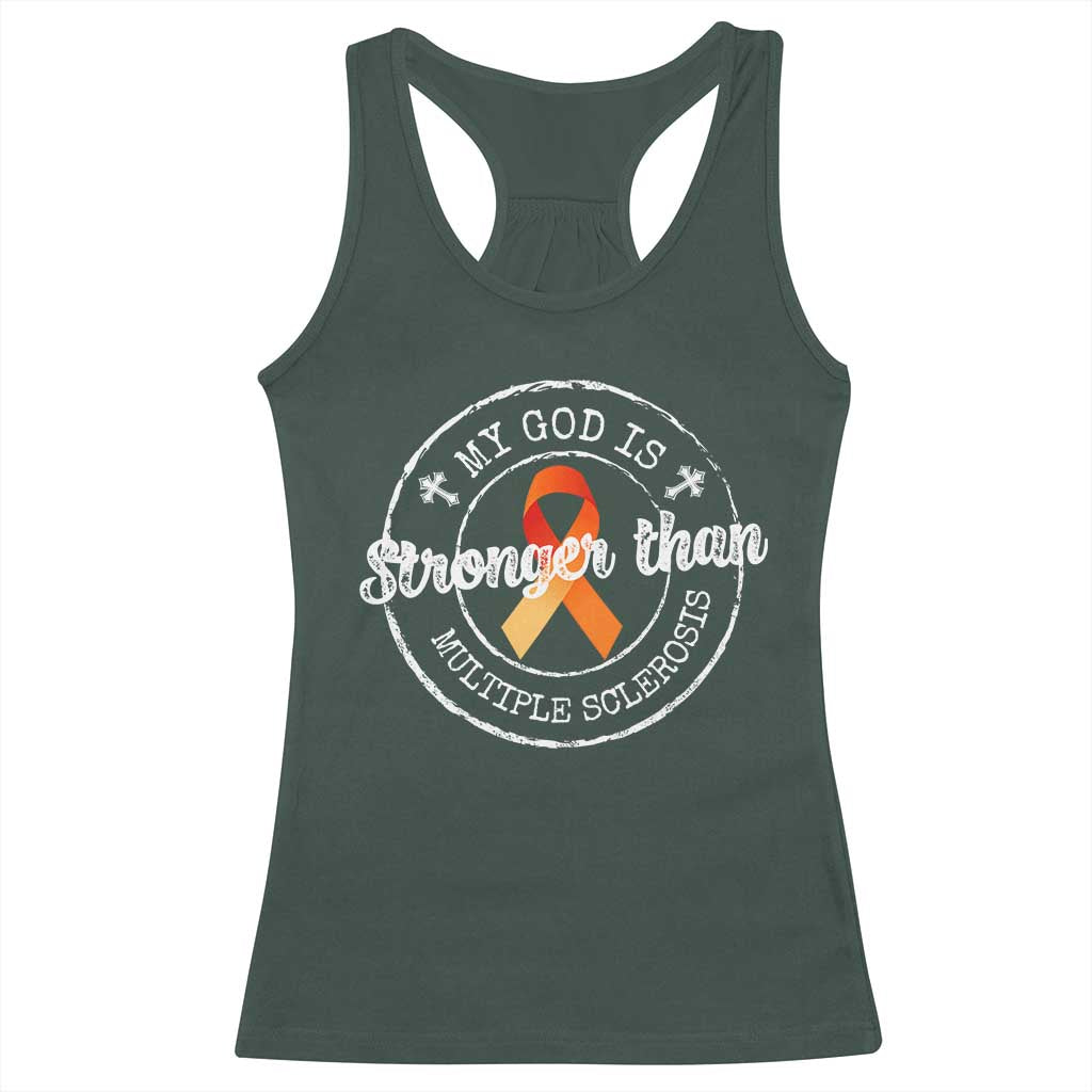 MS Awareness Racerback Tank Top Orange Ribbon God Stronger MS