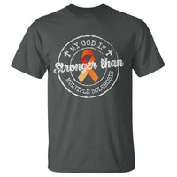 MS Awareness T Shirt Orange Ribbon God Stronger MS