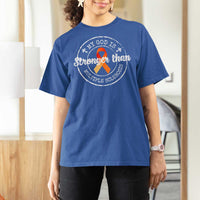 MS Awareness T Shirt For Women Orange Ribbon God Stronger MS