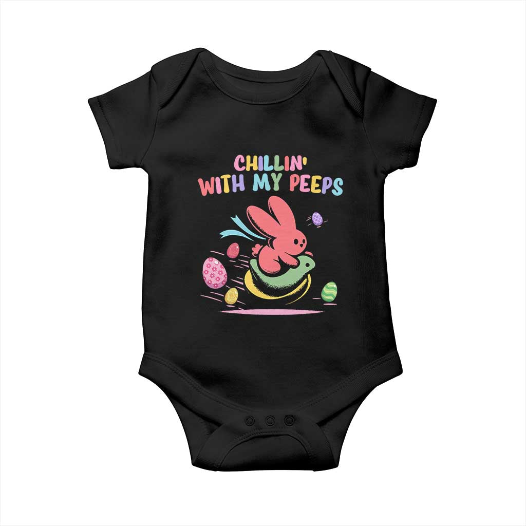 Easter Day Baby Onesie Chillin With My Peeps Bunnies - Wonder Print Shop