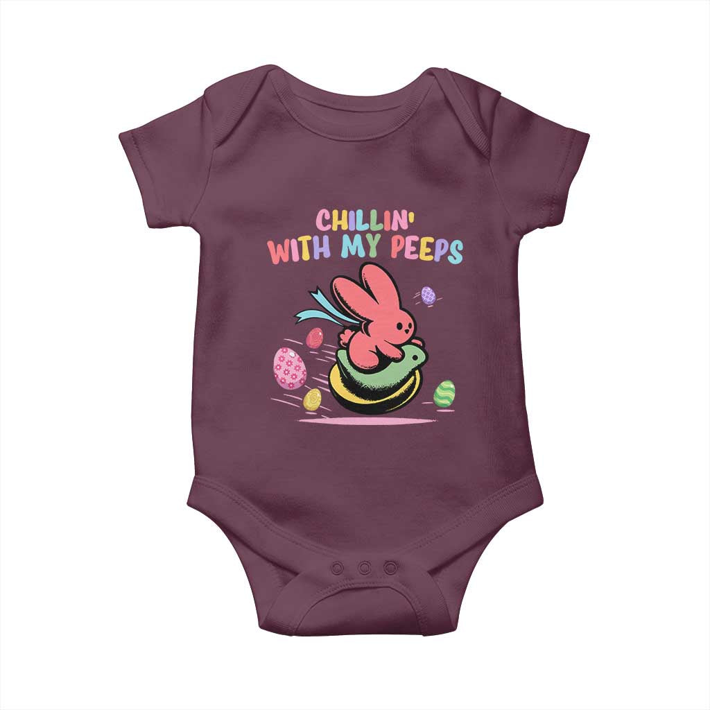 Easter Day Baby Onesie Chillin With My Peeps Bunnies - Wonder Print Shop