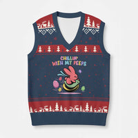 Easter Day V-Neck Knit Sweater Vest Chillin With My Peeps Bunnies - Wonder Print Shop